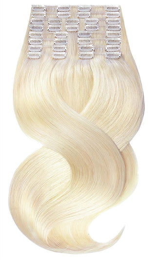 Clip-In Echthaar Extensions LUXURY QUALITÄT Hellblond Deluxe Line.