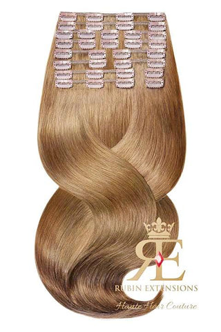 Clip-In Echthaar LUXURY QUALITÄT Extensions Hellbraun-Karamell Deluxe Line.