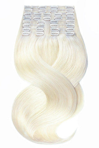Clip-In Echthaar LUXURY QUALITÄT Extensions  Platinblond.