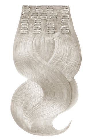 Clip-In Echthaar LUXURY QUALITÄT Extensions  Silberblond Deluxe Line.