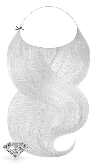 One-Piece / Halo Haarteil Extensions Silberblond.