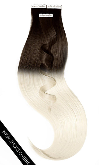 TAPE-IN EXTENSIONS ECHTHAAR, OMBRE, Schwarz-Braun & Platinblond.