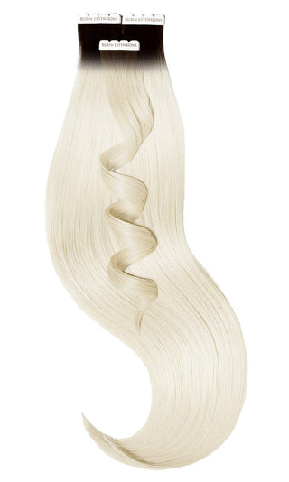 TAPE-IN EXTENSIONS ECHTHAAR, Kurzer Ansatz , Schwarz-Braun & Platinblond.