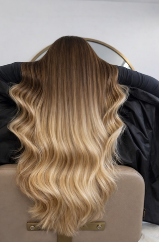 CLIP-IN EXTENSIONS LUXURY  SOMBRE BALAYAGE Schoko-Dunkelbraun & Platinblond